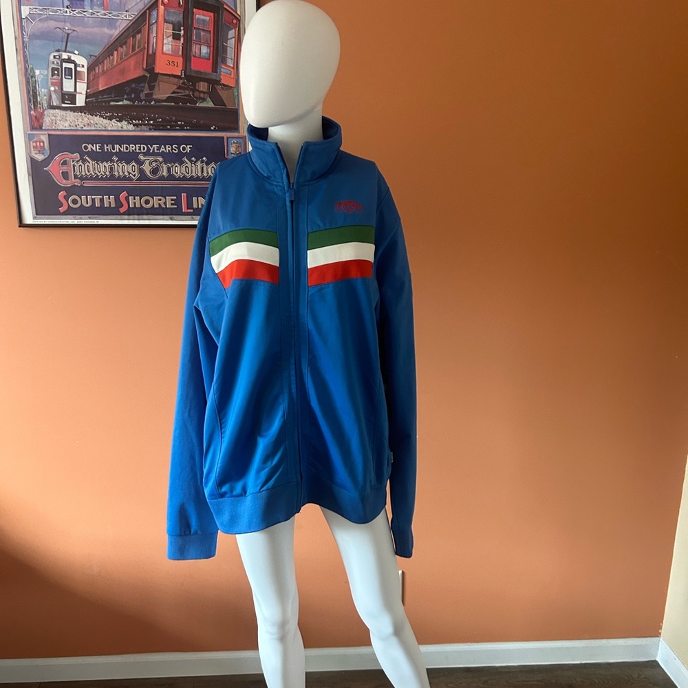BLUE MARLIN Italy themed blue zip up athletic style jacket